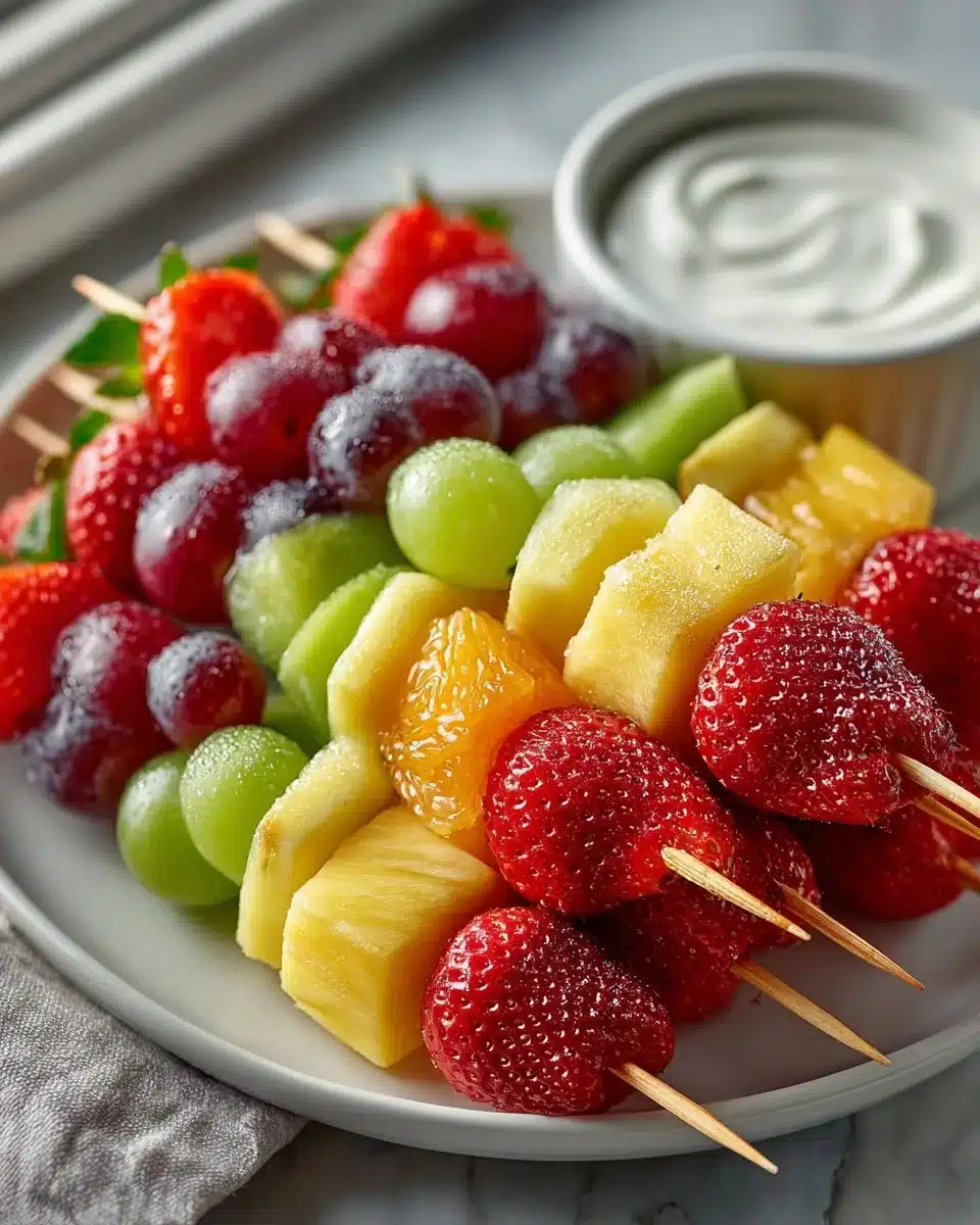 Fresh Fruit Skewers with Yogurt Dip Fresh Fruit Skewers with Yogurt Dip