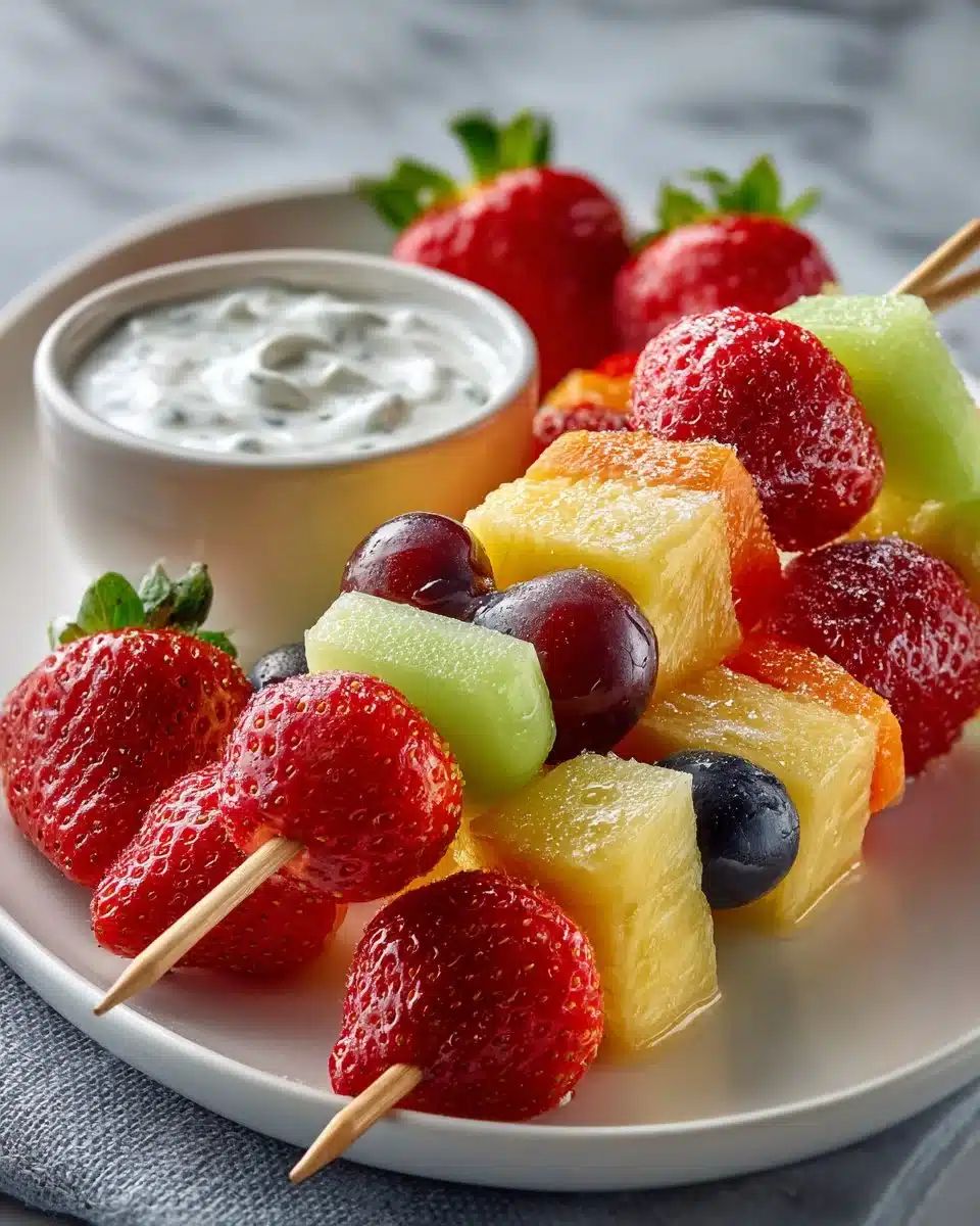 Fresh Fruit Skewers with Yogurt Dip Fresh Fruit Skewers with Yogurt Dip