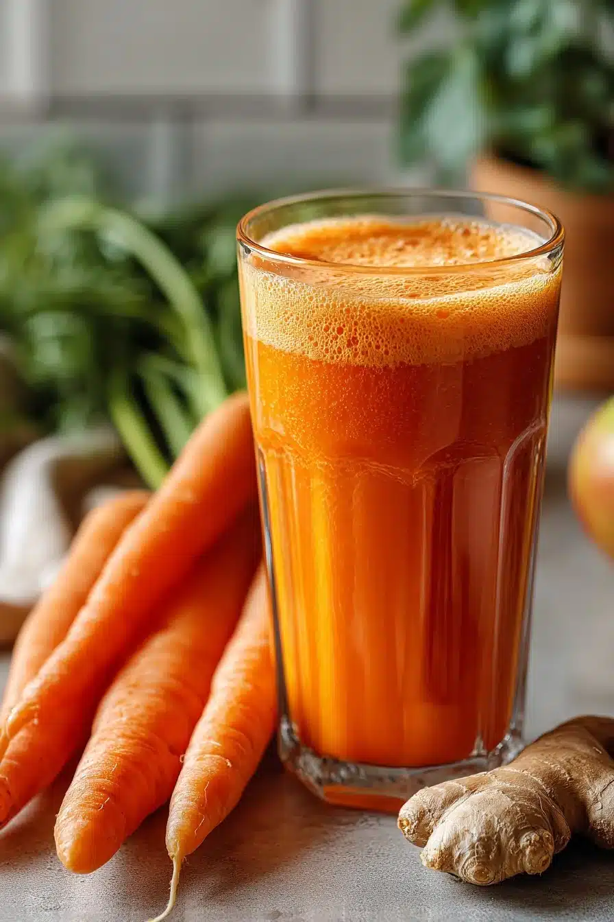 Fresh Healthy Carrot Apple and Ginger Juice Drink