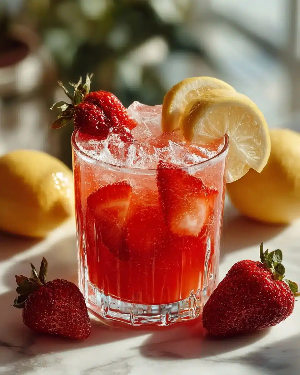 Fresh Homemade Strawberry Lemonade Refresher