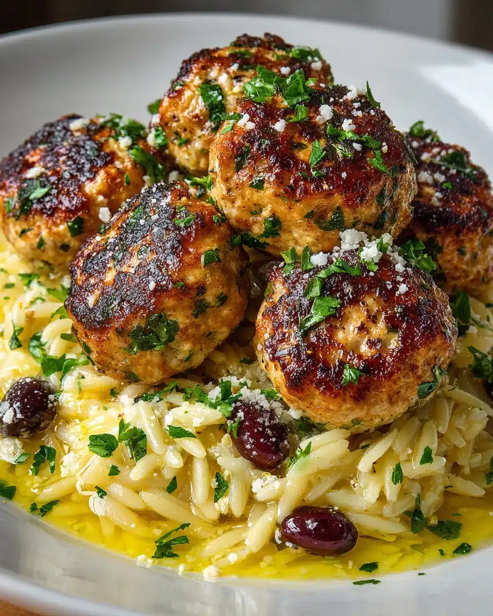 Greek Chicken Meatballs with Lemon Orzo Greek Chicken Meatballs with Lemon Orzo