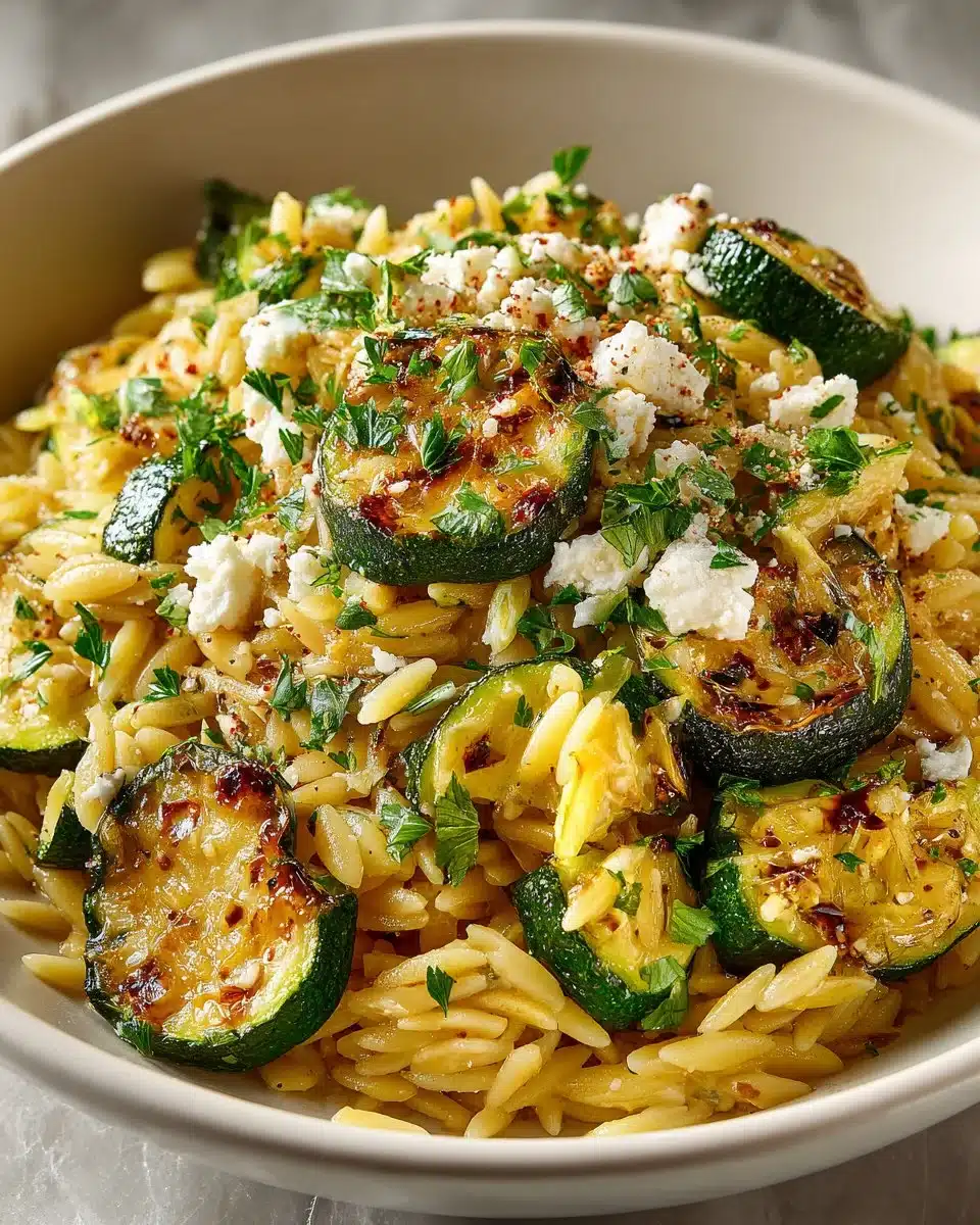 Greek Lemon Orzo with Roasted Zucchini