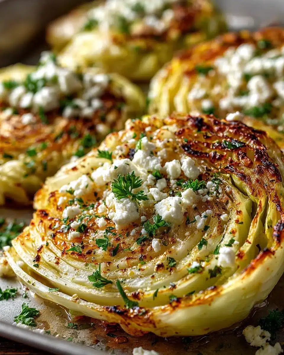Greek Style Roasted Cabbage Steaks with Feta Greek Style Roasted Cabbage Steaks with Feta