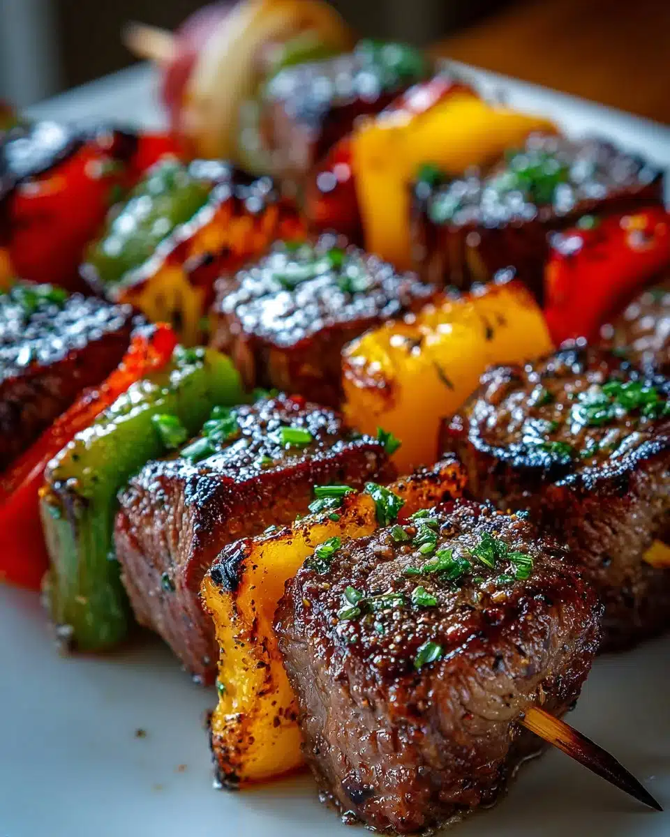 Grilled Beef Skewers with Bell Peppers