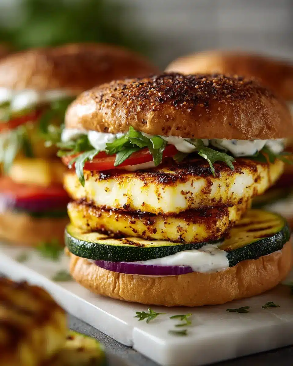 Grilled Halloumi and Zucchini Burgers Grilled Halloumi and Zucchini Burgers