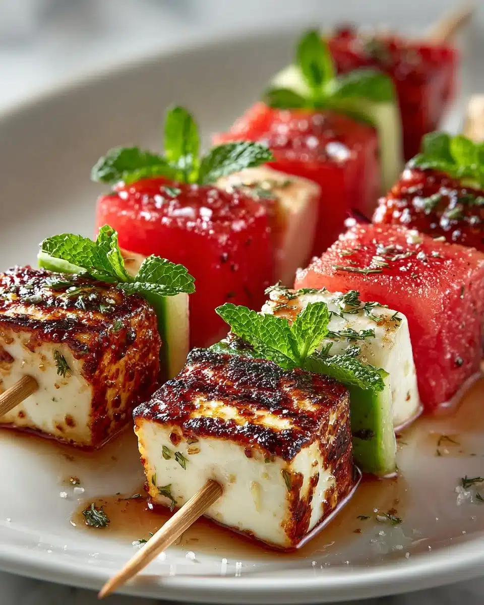 Grilled Haloumi and Watermelon Skewers