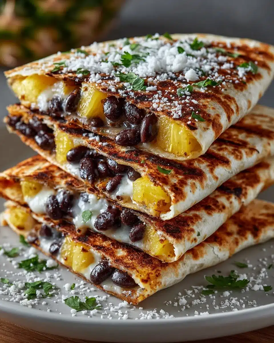 Grilled Pineapple and Black Bean Quesadillas