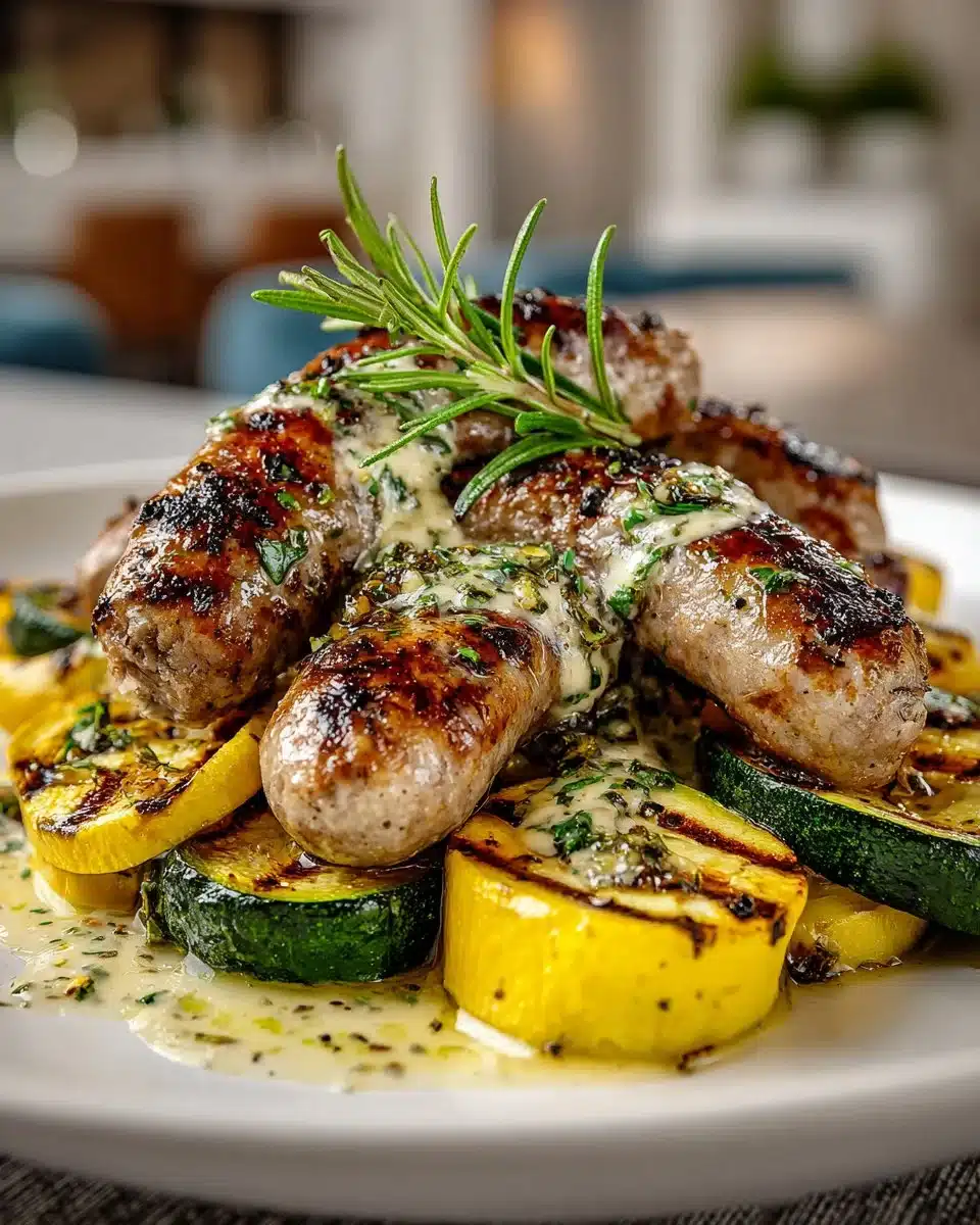 Grilled Turkey Sausage and Summer Squash