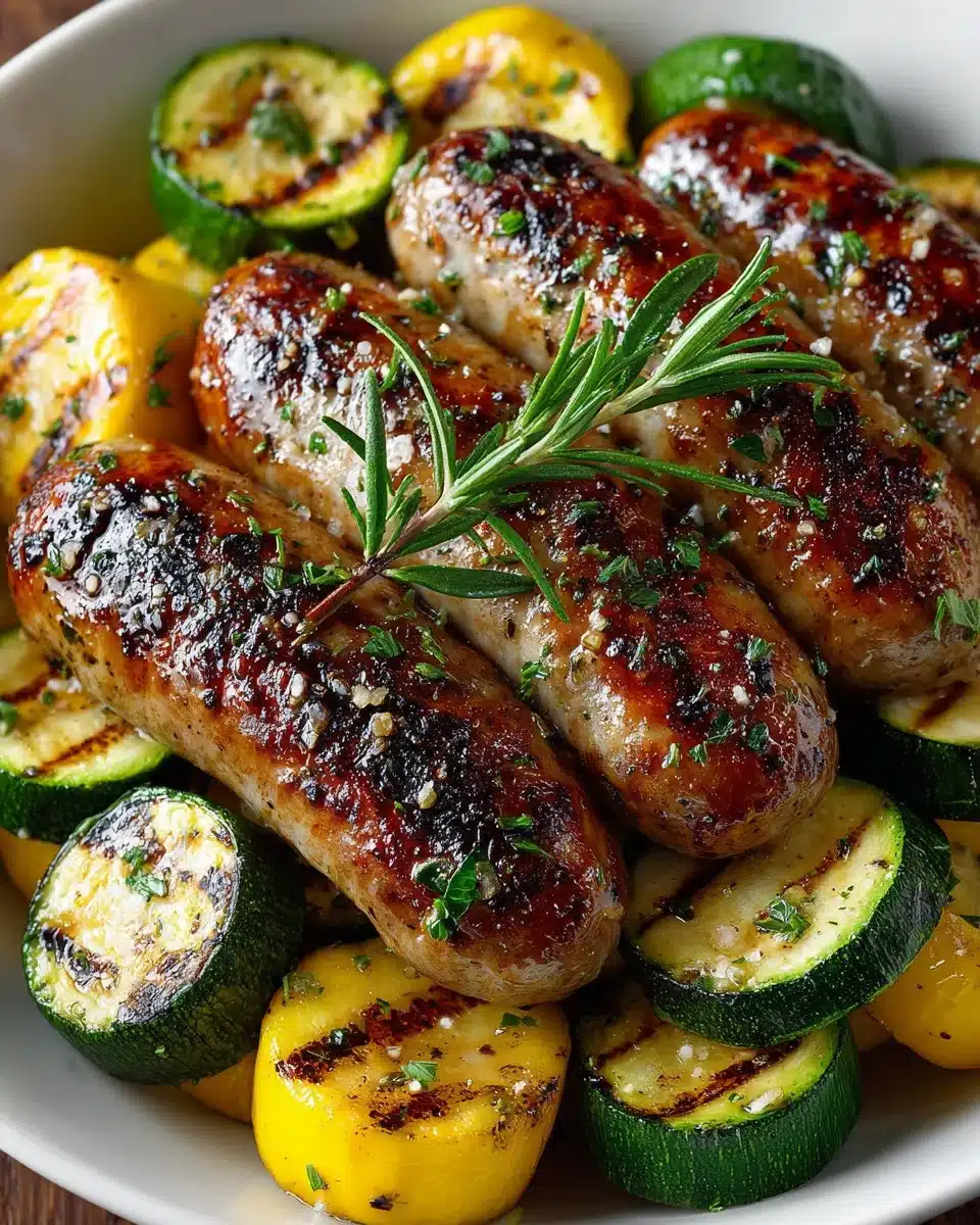 Grilled Turkey Sausage and Summer Squash
