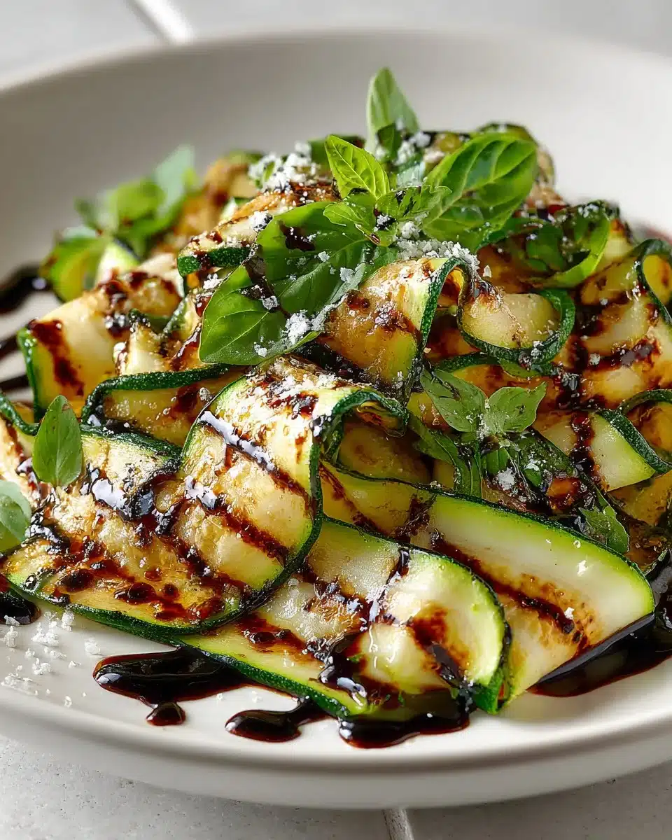 Grilled Zucchini Ribbons with Balsamic Glaze
