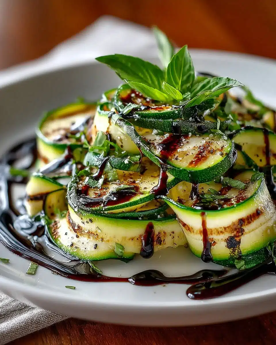 Grilled Zucchini Ribbons with Balsamic Glaze