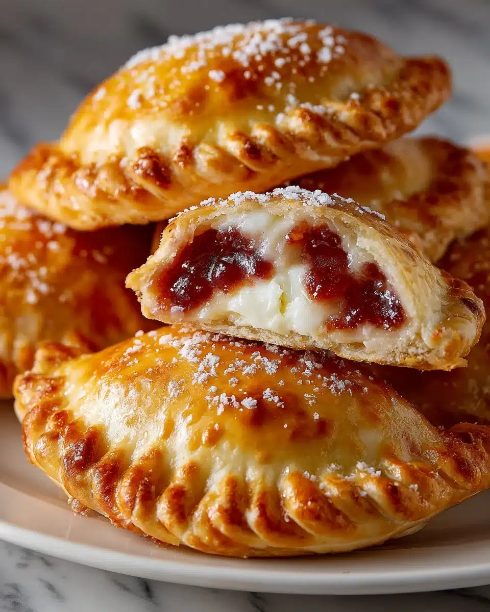 Delicious guava empanadas filled with cream cheese on a plate