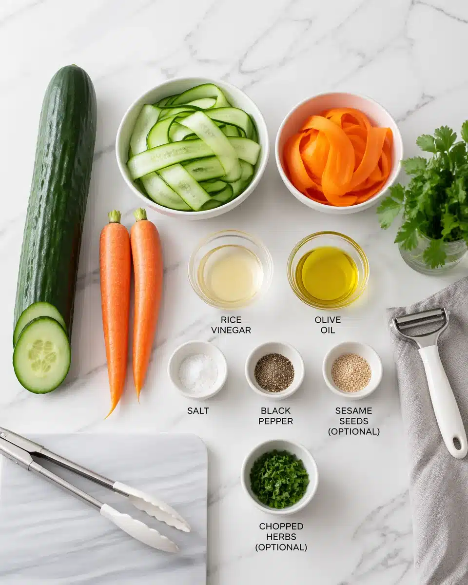 Healthy Cucumber and Carrot Ribbon Salad