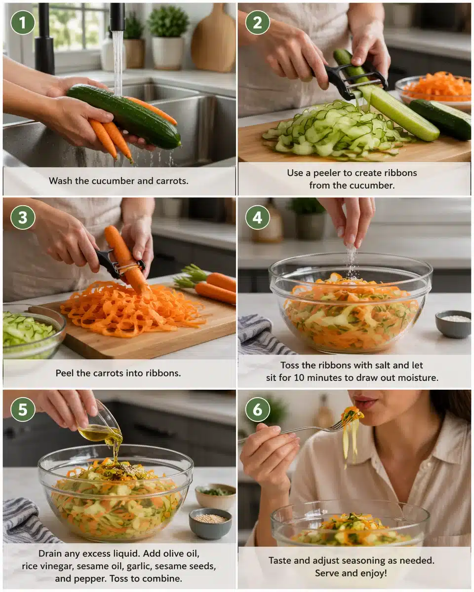 Healthy Cucumber and Carrot Ribbon Salad