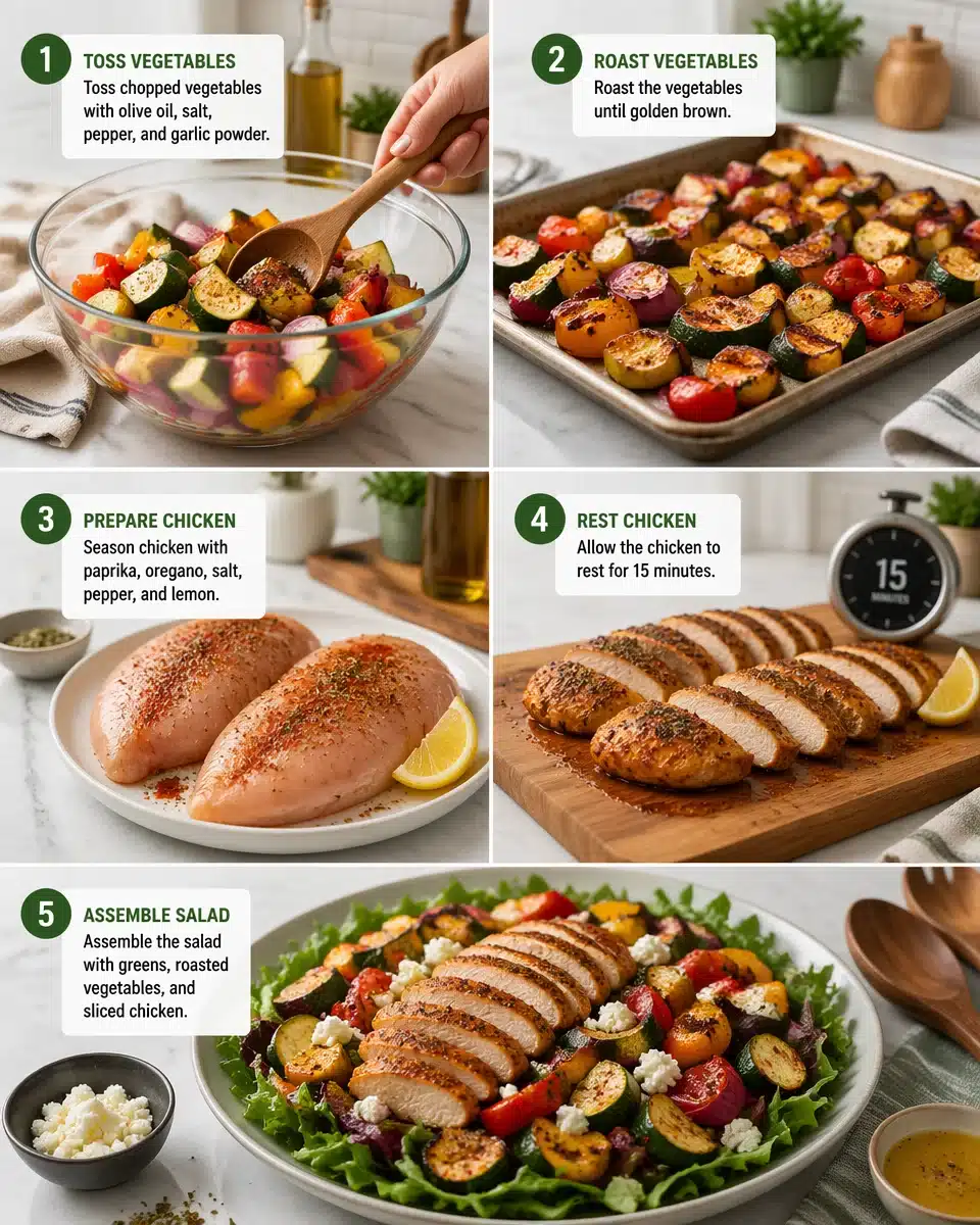 Healthy Roasted Vegetable and Chicken Salad