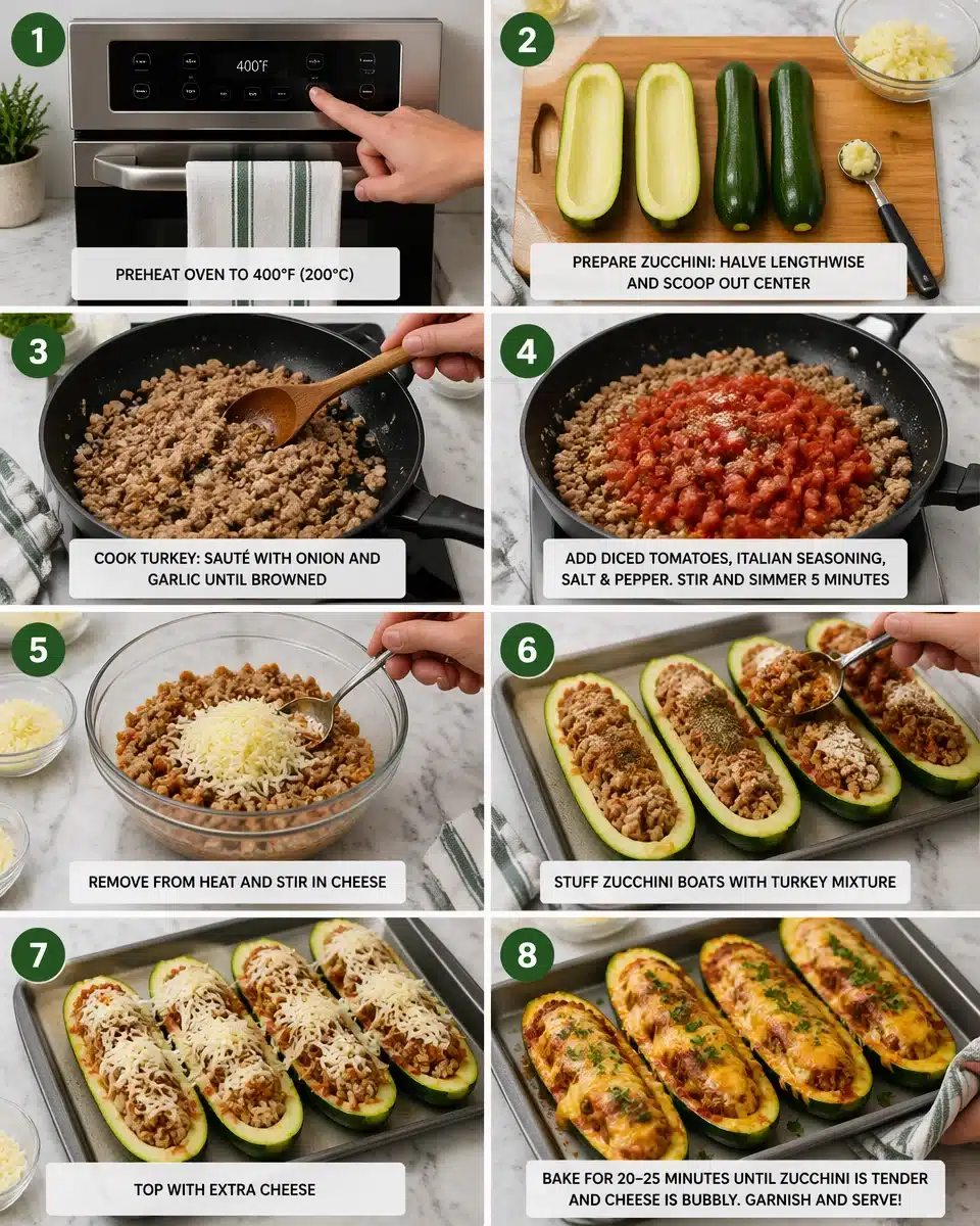 Healthy Turkey and Zucchini Boats