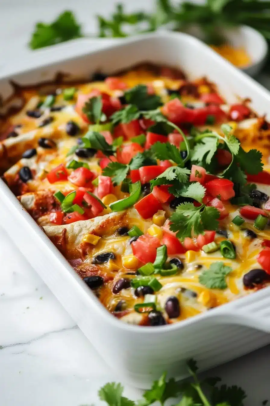 Hearty Vegetarian Black Bean Enchilada Casserole