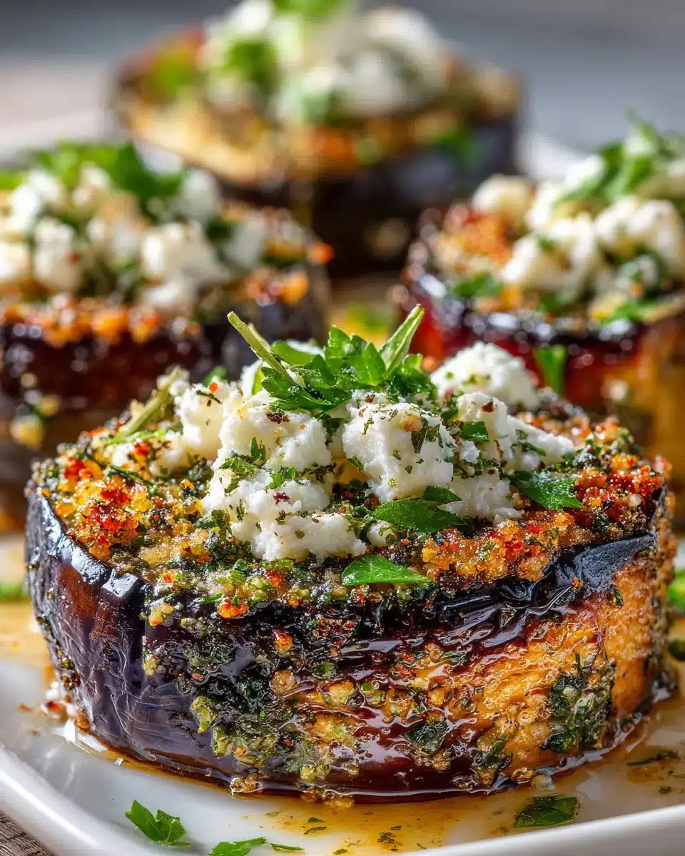 Herb Crusted Roasted Eggplant with Feta