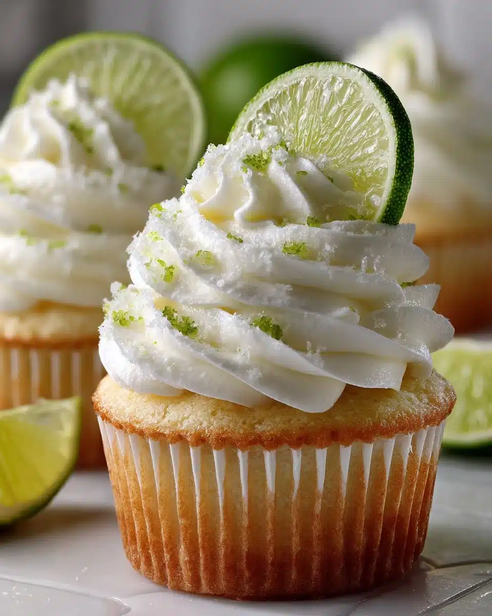 Margarita inspired lime cupcakes topped with zesty frosting