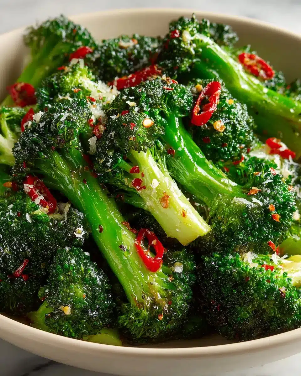Mediterranean roasted broccoli with lemon zest garnished with herbs