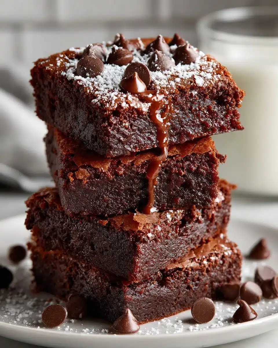 Mexican hot chocolate brownies topped with chocolate and spices