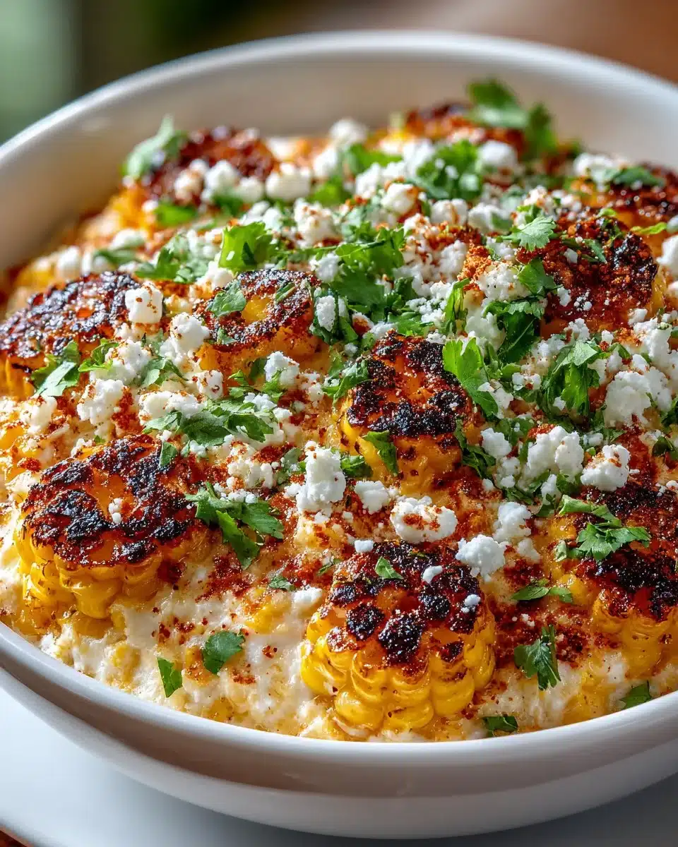 Creamy Mexican Street Corn Elote Dip served in a bowl with toppings