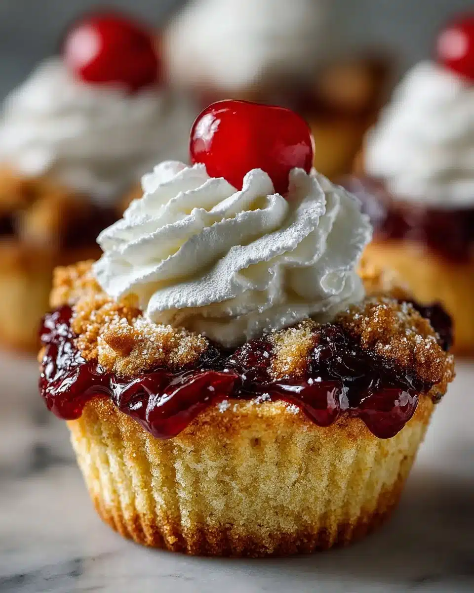Mini Cherry Cobbler Cups served on a plate, showcasing a delightful dessert.