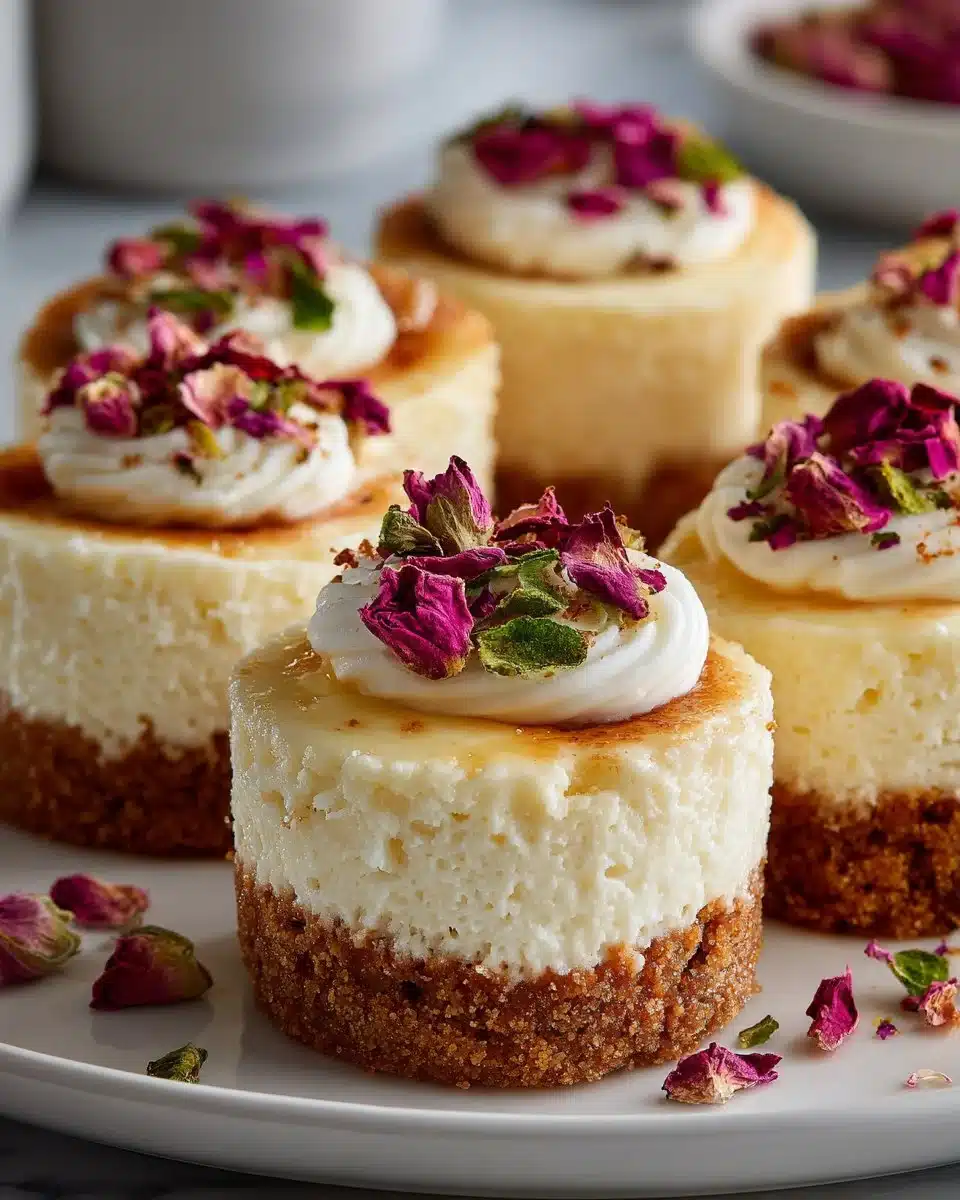Mini Rosewater Vanilla Cheesecakes