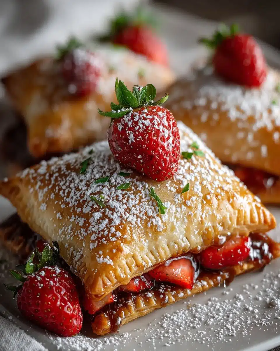 Mini Strawberry Nutella Hand Pies with flaky crust and rich filling