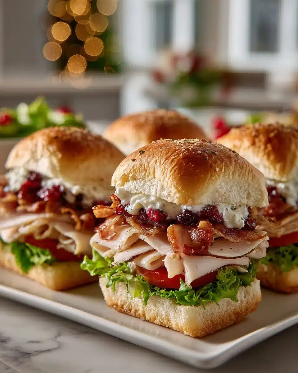 Mini Turkey Club Sandwiches with Cranberry Mayo
