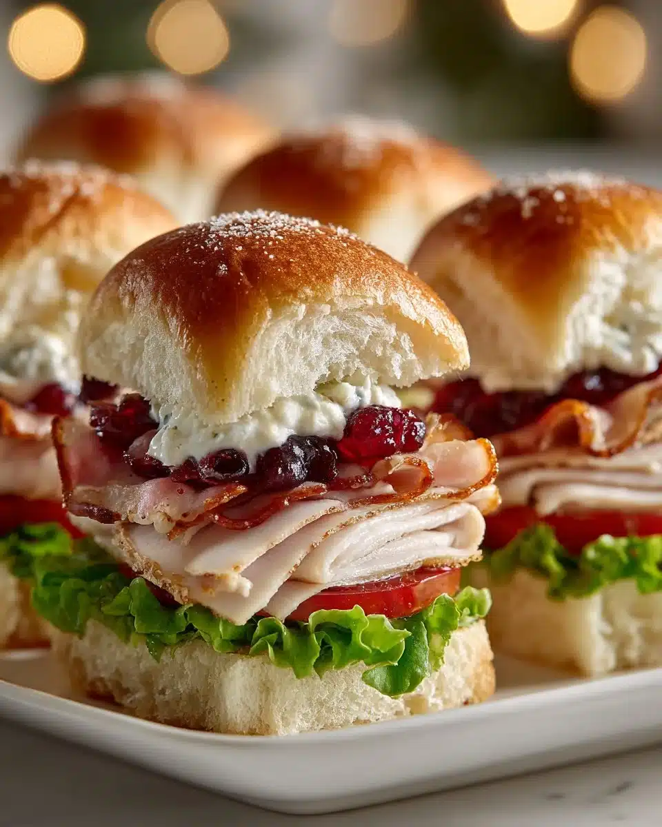 Mini Turkey Club Sandwiches with Cranberry Mayo