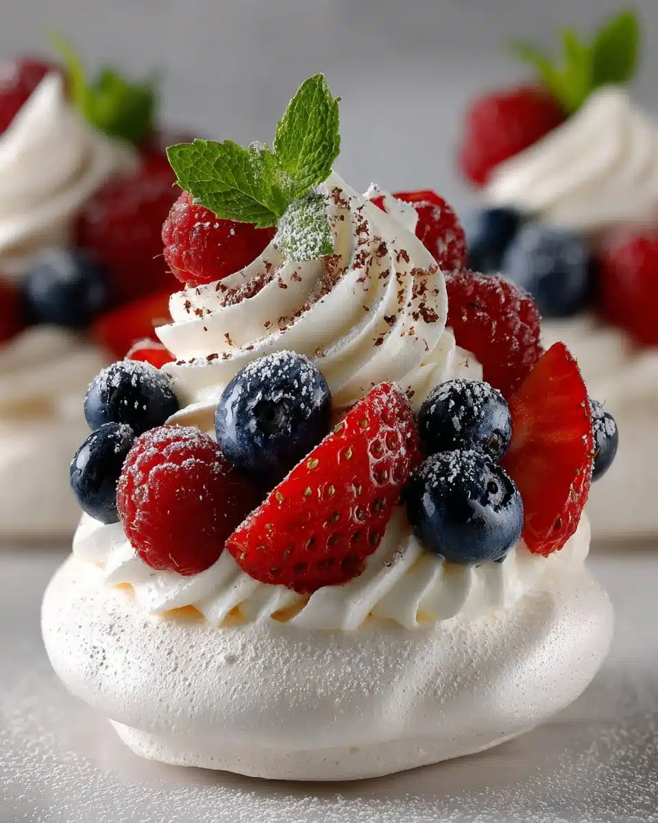Mixed Berry Pavlova Nests