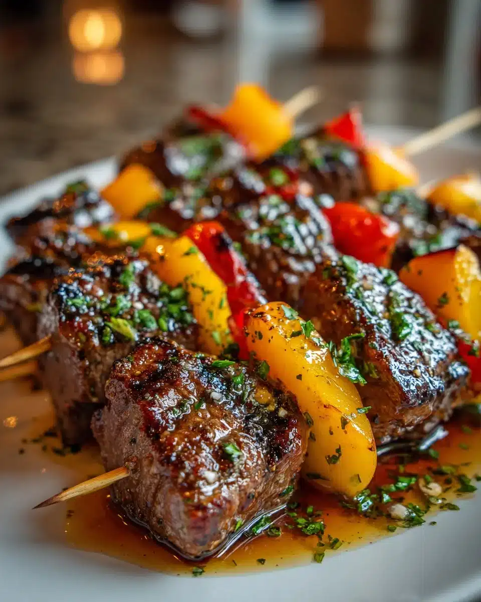 Peach and Balsamic Halal Beef Skewers