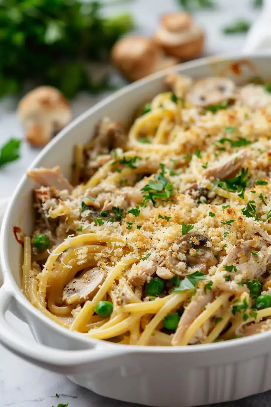 Delicious Pioneer Woman inspired turkey tetrazzini served in a creamy sauce