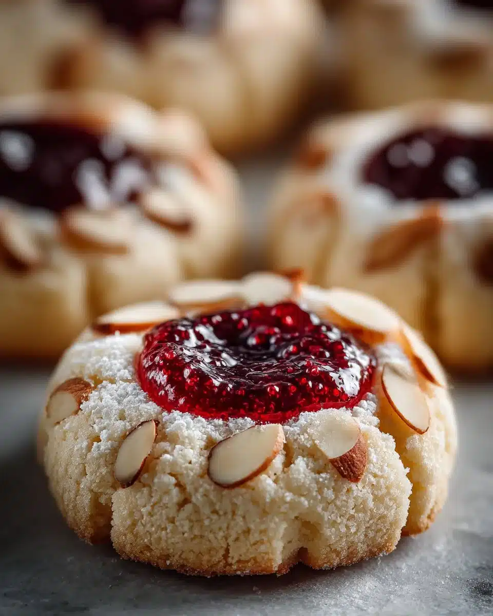 Raspberry Almond Thumbprint Cookies