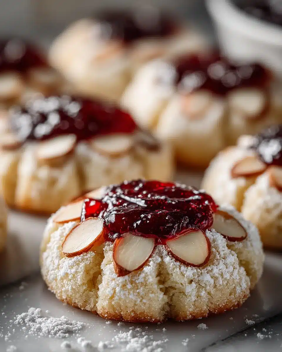 Raspberry Almond Thumbprint Cookies