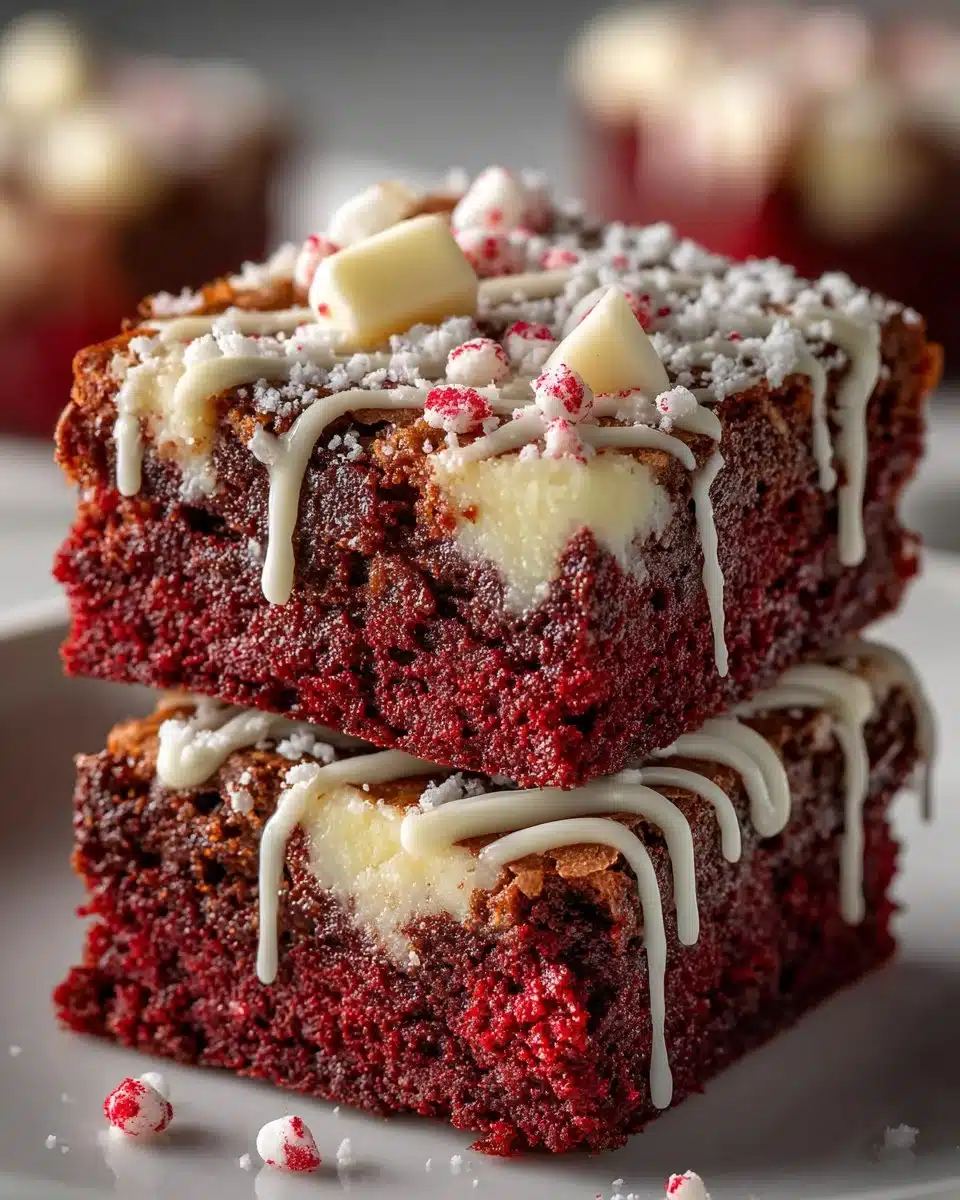 Red Velvet Brownies with White Chocolate Drizzle Red Velvet Brownies with White Chocolate Drizzle