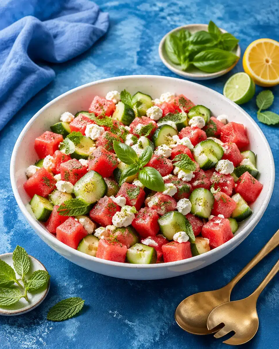Refreshing Watermelon Cucumber Summer Salad