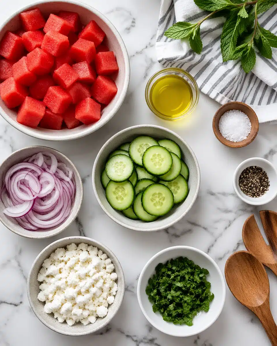 Refreshing Watermelon Cucumber Summer Salad