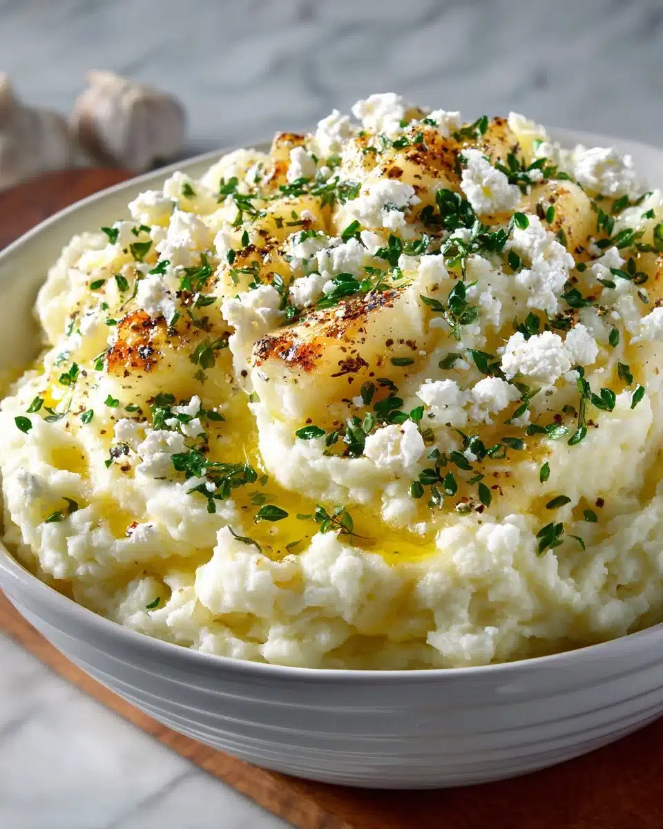 Roasted Garlic Feta Mashed Potatoes