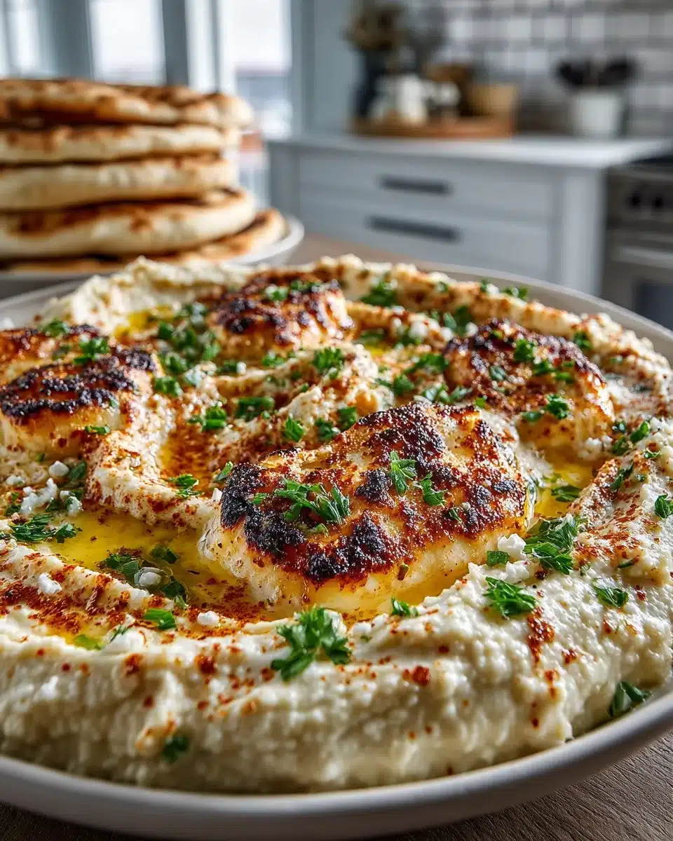 Roasted Garlic Hummus with Grilled Pita