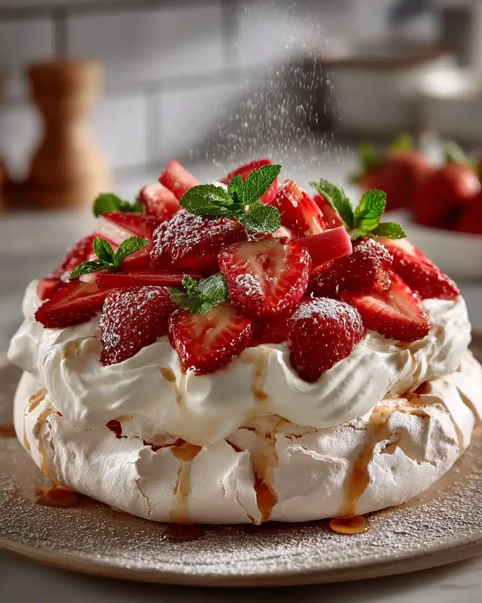 Roasted Rhubarb and Strawberry Pavlova roasted rhubarb and strawberry pavlova 2026 04 20 231336