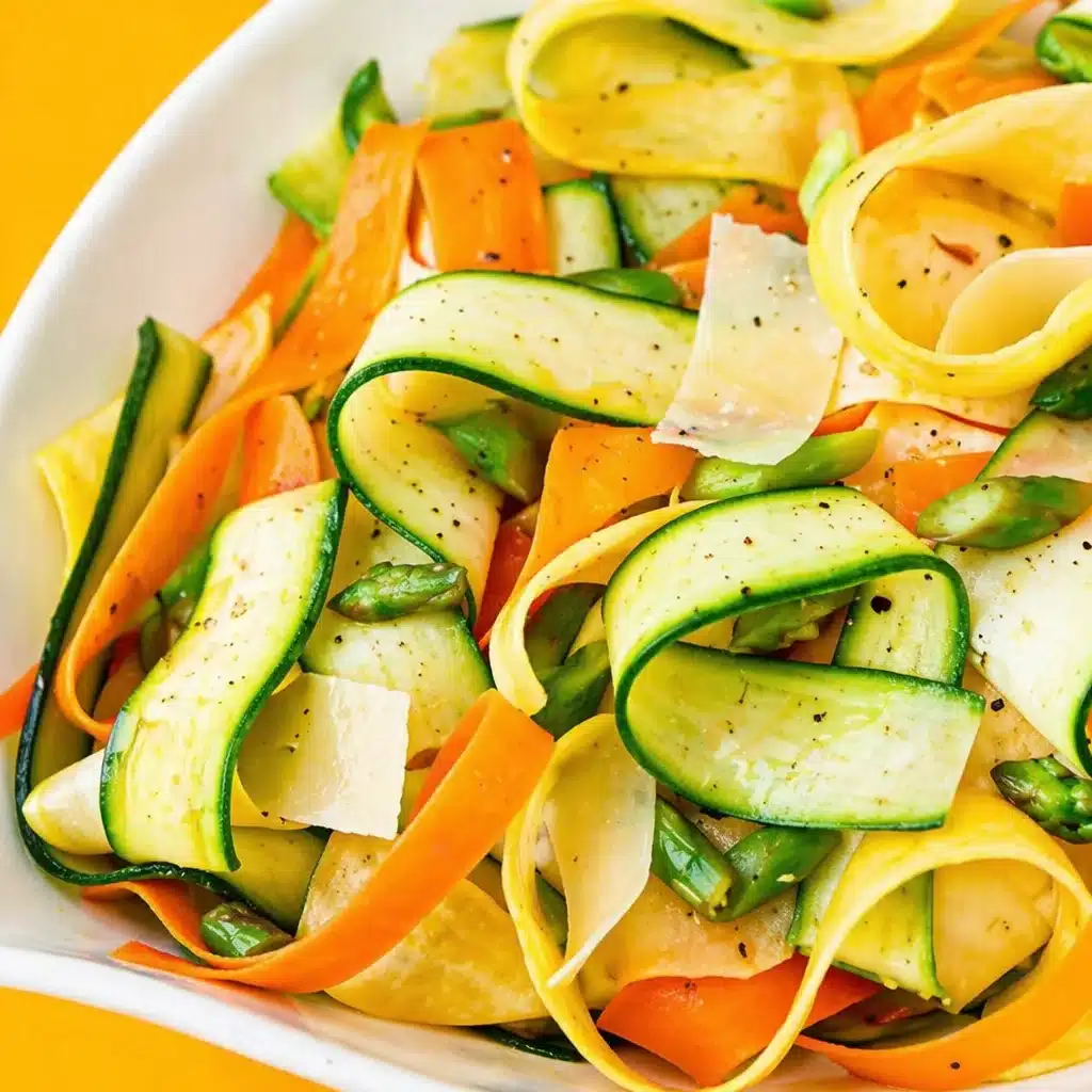 Fresh Simple Carrot and Zucchini Ribbon Salad with vinaigrette dressing