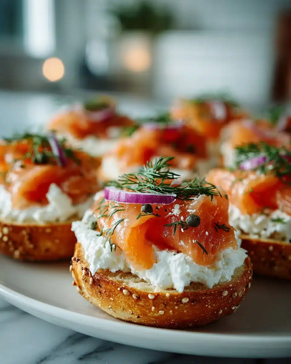 Smoked Salmon and Cream Cheese Bagel Bites Smoked Salmon and Cream Cheese Bagel Bites