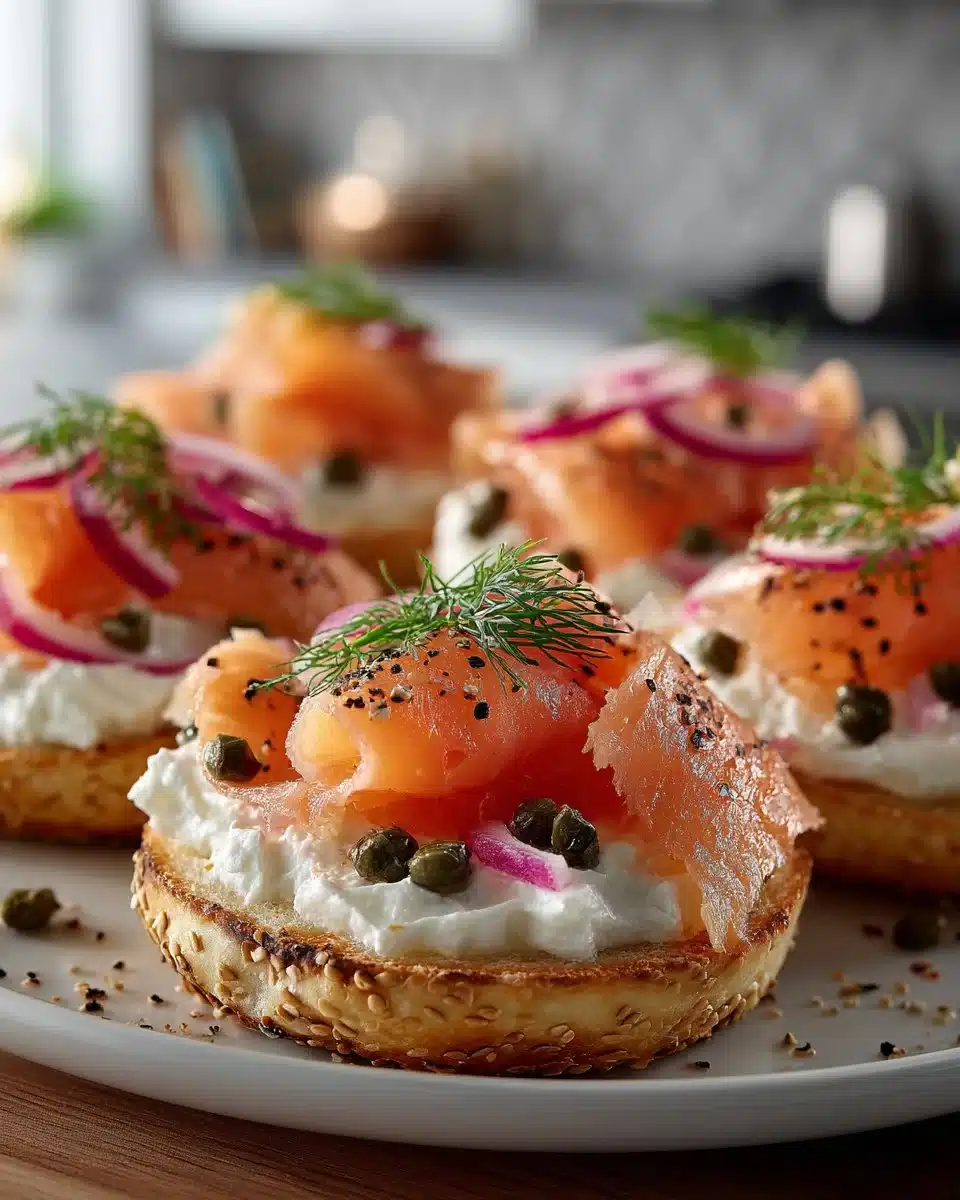 Smoked Salmon and Cream Cheese Bagel Bites Smoked Salmon and Cream Cheese Bagel Bites