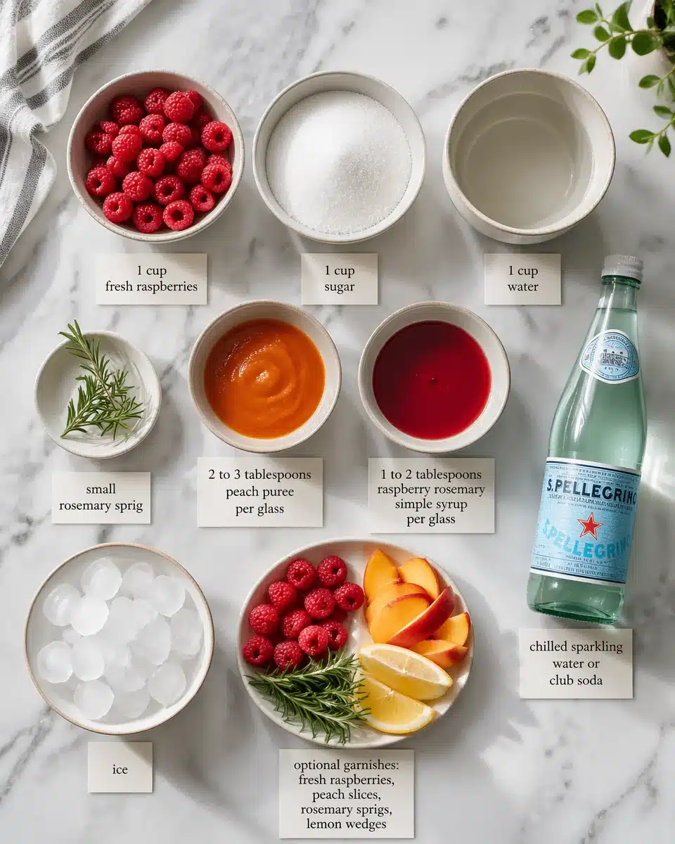 Sparkling Peach and Raspberry Summer Mocktail Sparkling Peach and Raspberry Summer Mocktail