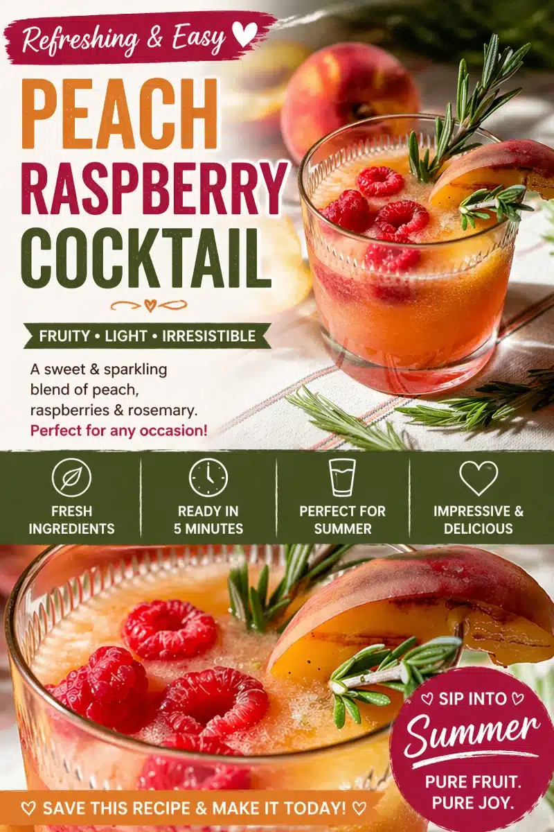 Sparkling Peach and Raspberry Summer Mocktail Sparkling Peach and Raspberry Summer Mocktail