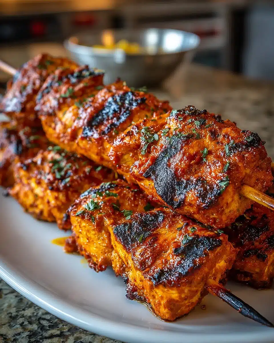 Spicy Harissa Grilled Chicken Skewers