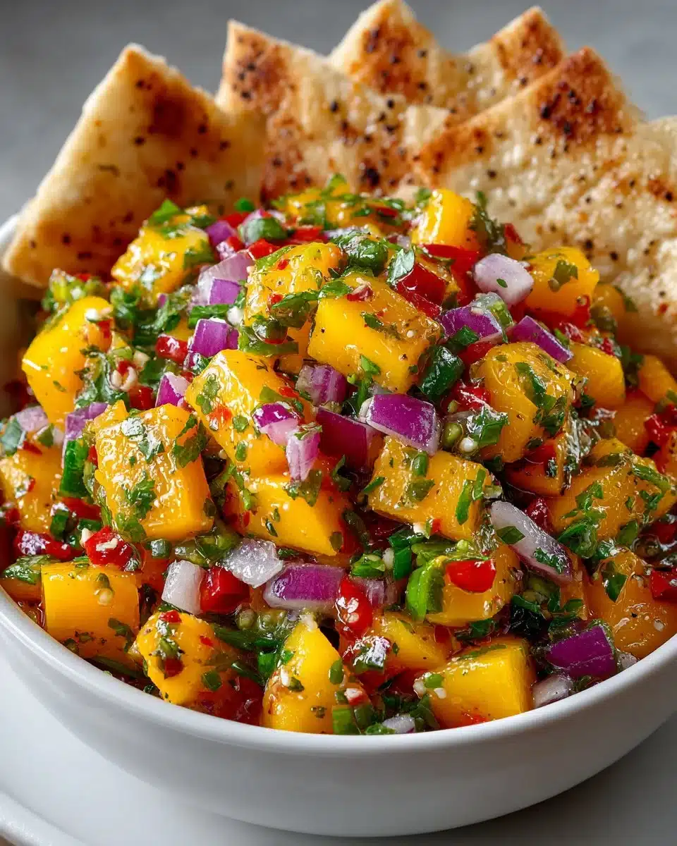 Spicy Mango Salsa with Baked Pita Chips Spicy Mango Salsa with Baked Pita Chips