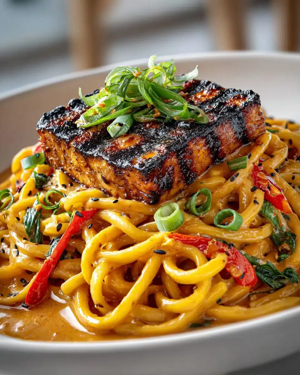 Spicy Peanut Noodles with Grilled Tofu